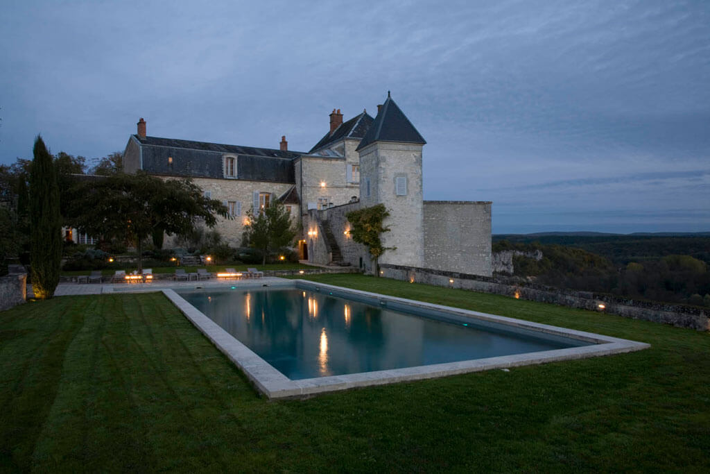 chateau de mailly pool dusk